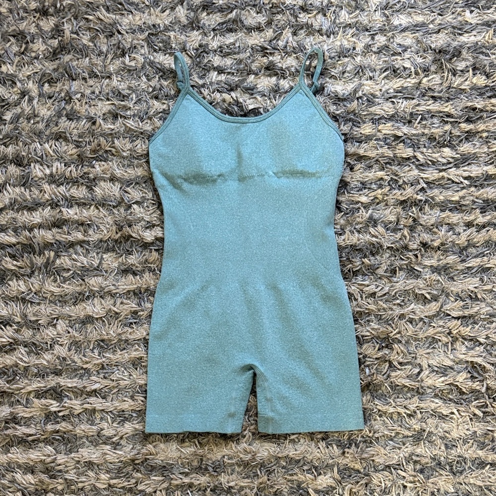 Women's Teal Workout Bodysuit Shape-wear One-Piece Size S
